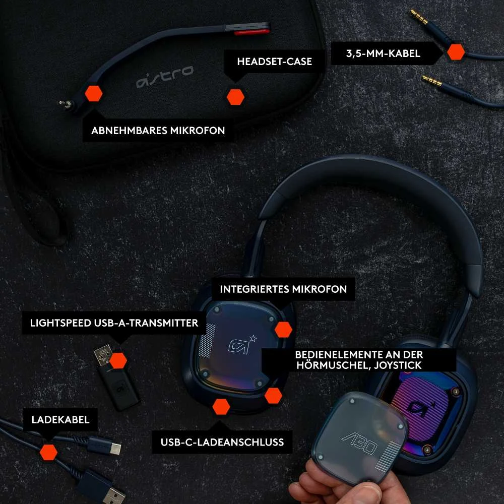 Ausinės Logitech A30 - NAVY/Raudonas - EMEA -