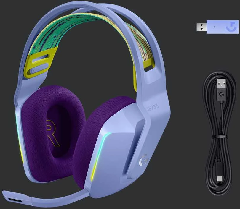 Belaidės ausinės Logitech G733, LIGHTSPEED, Violetinės spalvos