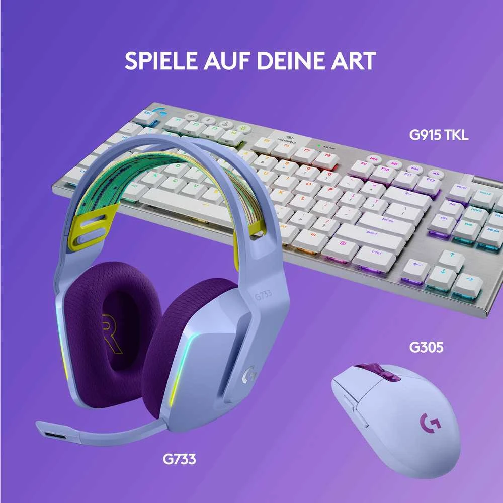 Belaidės ausinės Logitech G733, LIGHTSPEED, Violetinės spalvos