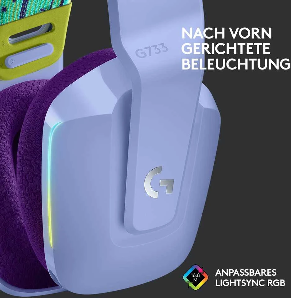 Belaidės ausinės Logitech G733, LIGHTSPEED, Violetinės spalvos
