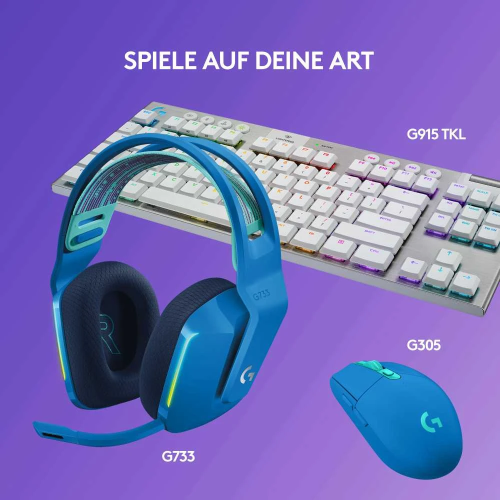 Belaidės ausinės Logitech G733, LIGHTSPEED, RGB, Mėlynos spalvos