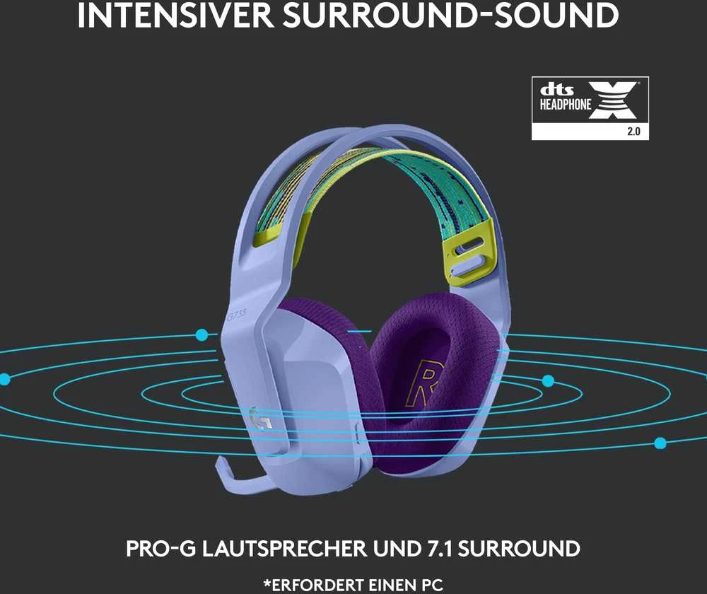 Belaidės ausinės Logitech G733, LIGHTSPEED, Violetinės spalvos