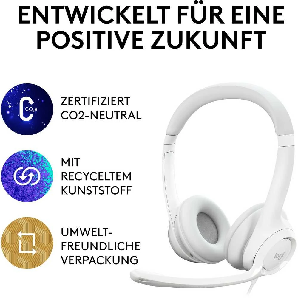 Ausinės Logitech H390, su laidu, Baltos
