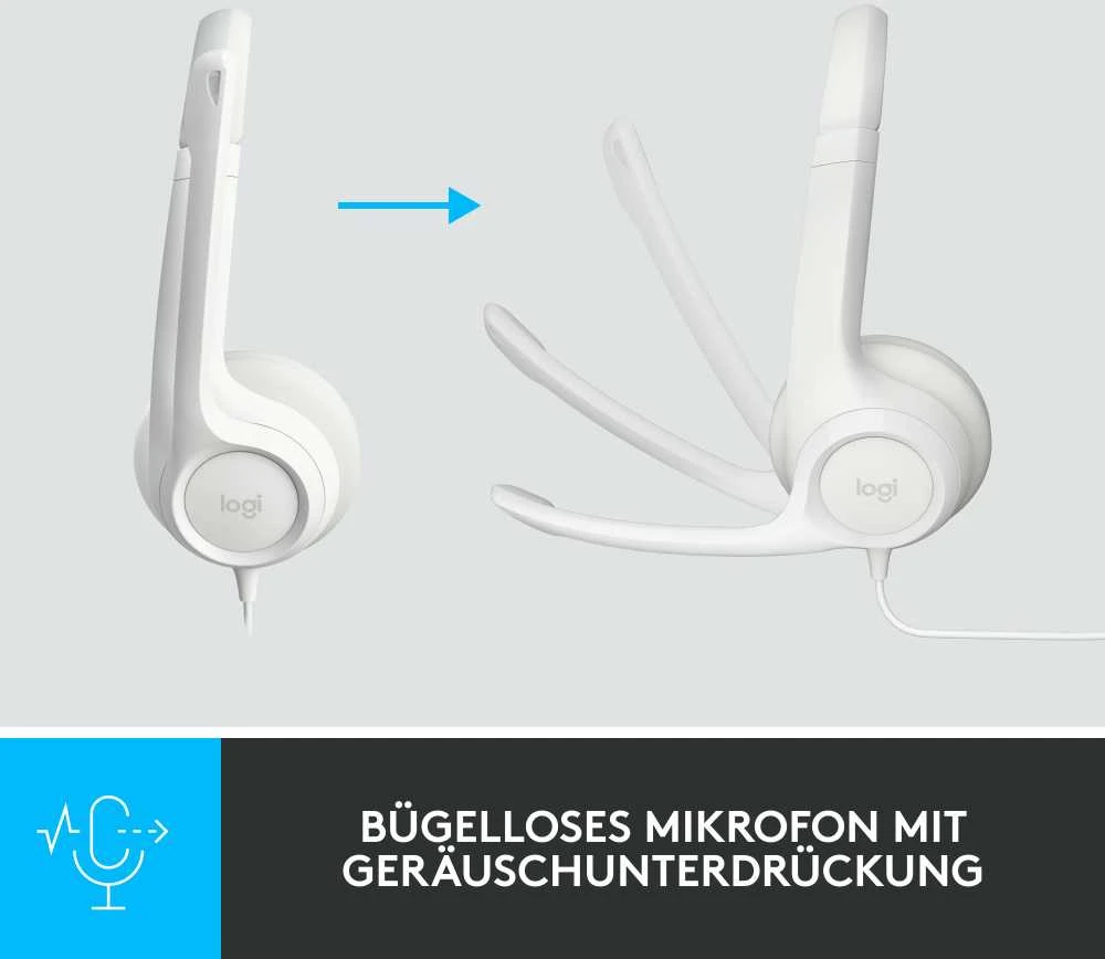 Ausinės Logitech H390, su laidu, Baltos