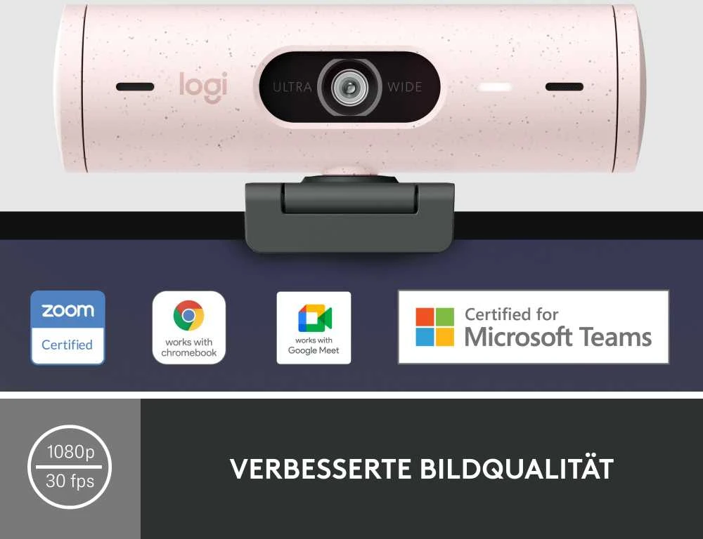 Internetinė kamera Logitech BRIO 500, Rožinės spalvos