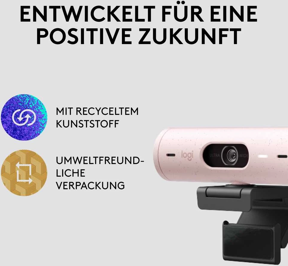 Internetinė kamera Logitech BRIO 500, Rožinės spalvos