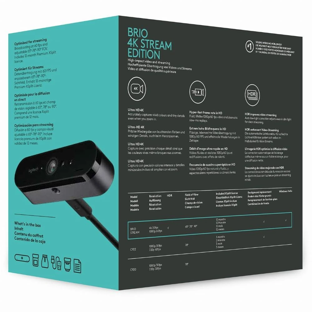  Internetinė kamera Logitech Brio 4 K Stream edition