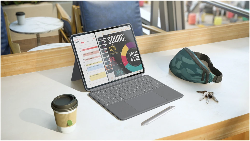 Klaviatūra Logitech COMBOTOUCH FOR IPADAIR 13INCHM2 - OXFORD Pilkas - CH - WESTMID-511