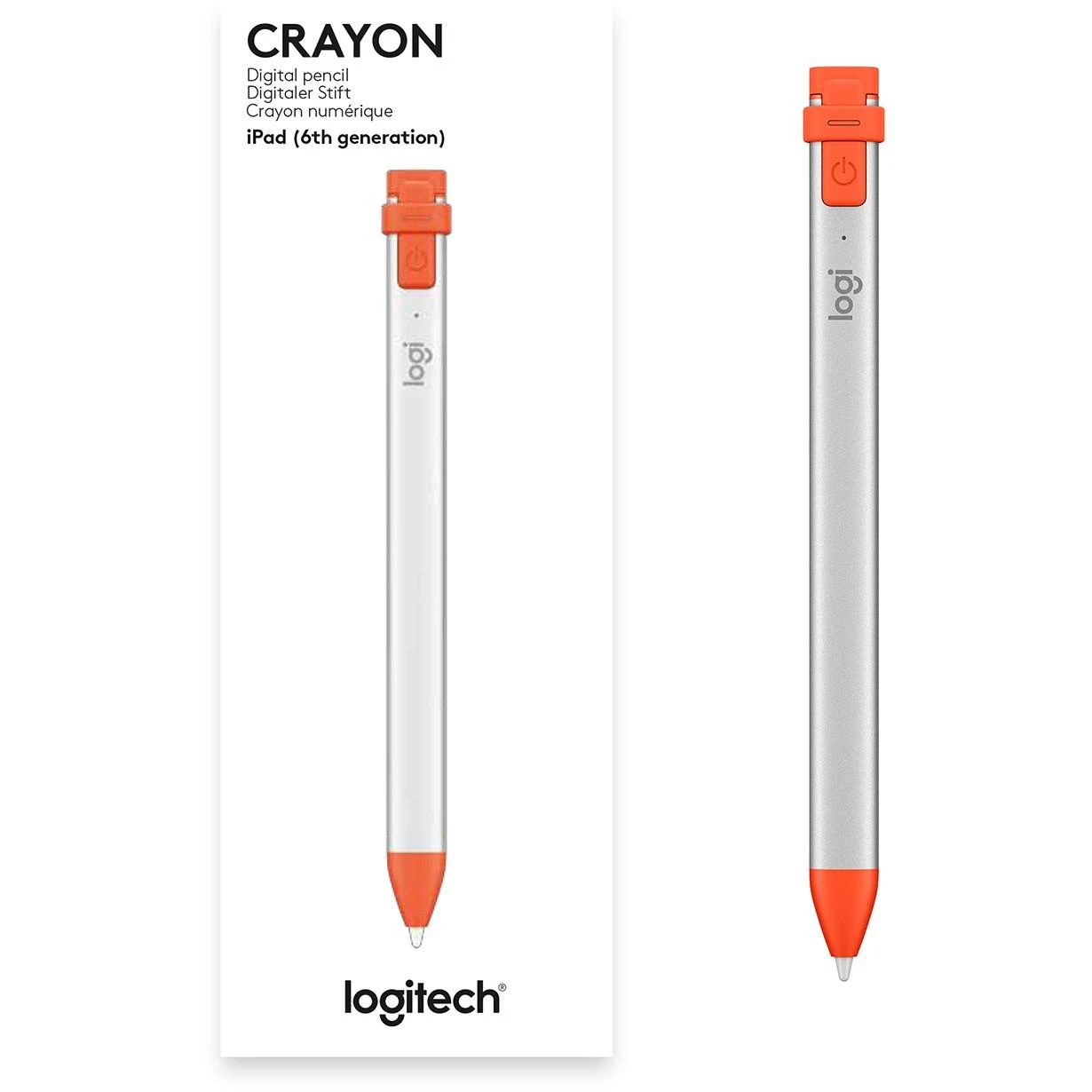 Logitech Crayon, rašiklis (sidabrinis / oraninis, visiems iPad išleistiems nuo 2018 m.)