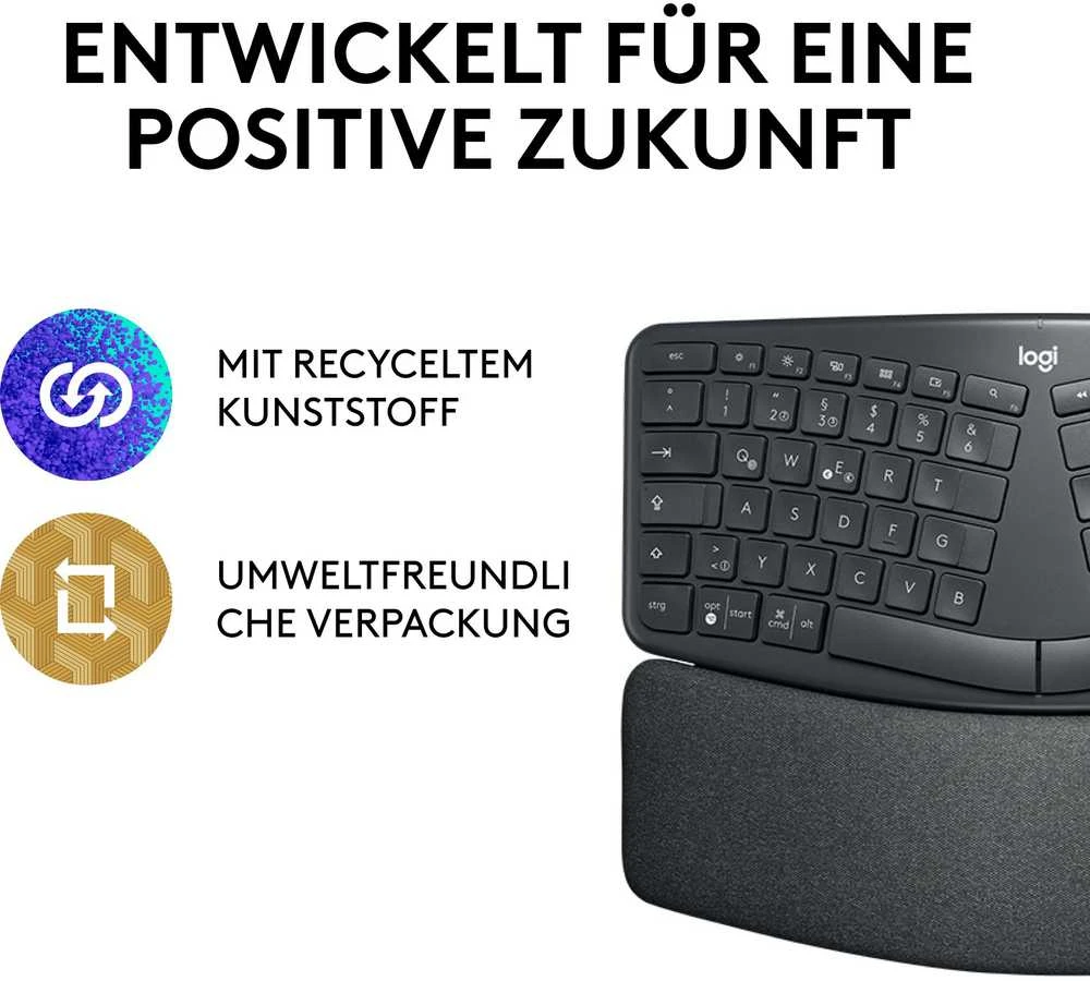 Logitech ERGO K860 belaidė klaviatūra, grafito spalvos, vokiečių kalba (Qwertz)