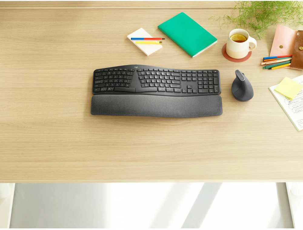 Logitech ERGO K860 SPLIT belaidė klaviatūra verslui, grafito spalvos, vokiečių kalba (Qwertz)