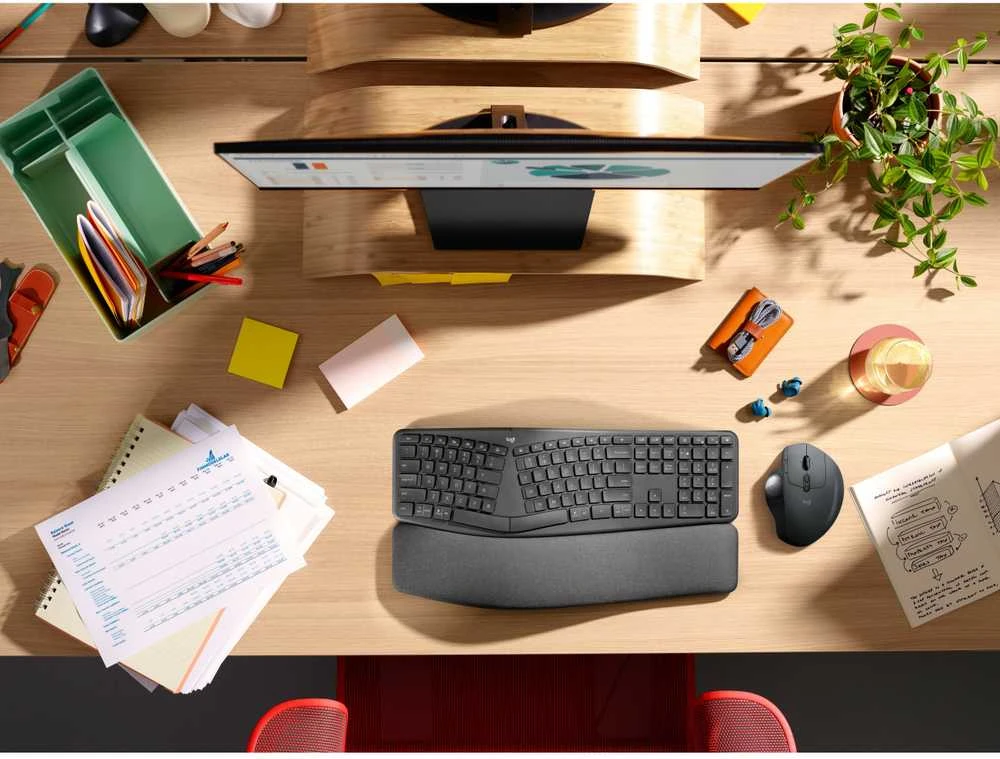 Logitech ERGO K860 SPLIT belaidė klaviatūra verslui, grafito spalvos, vokiečių kalba (Qwertz)