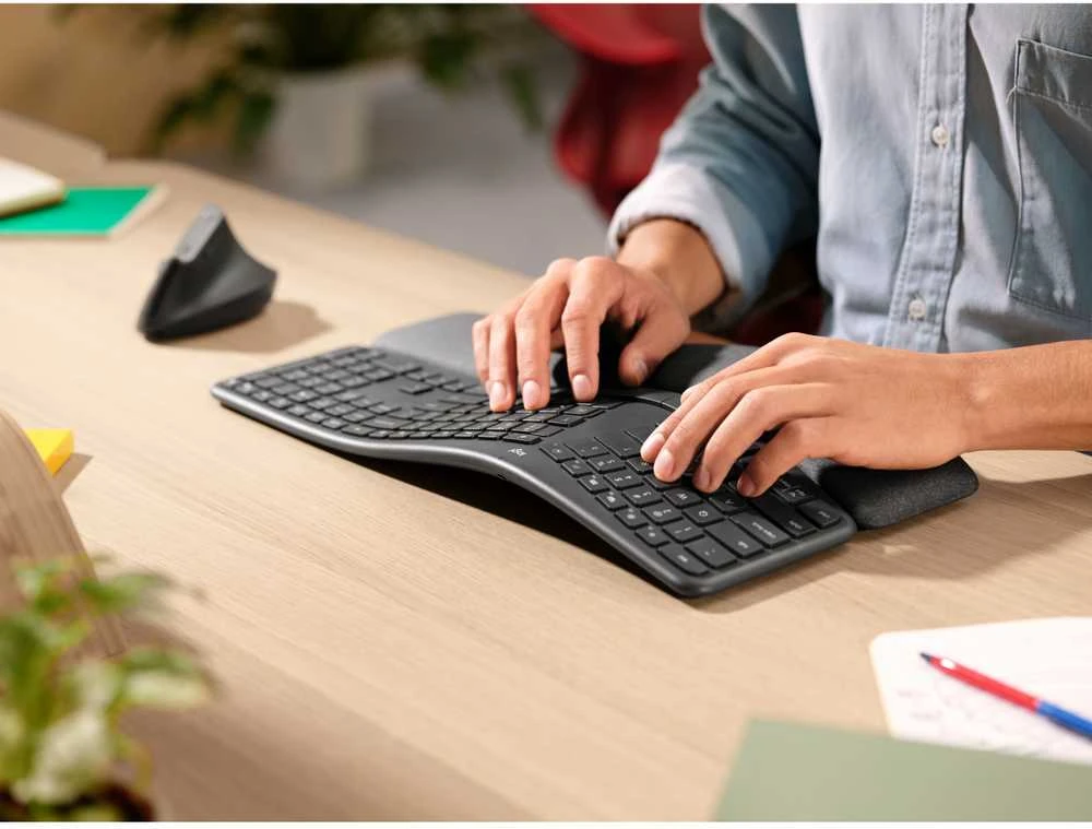Logitech ERGO K860 SPLIT belaidė klaviatūra verslui, grafito spalvos, vokiečių kalba (Qwertz)