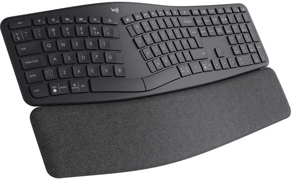 Logitech ERGO K860 SPLIT belaidė klaviatūra verslui, grafito spalvos, JAV tarptautinis išdėstymas (Qwerty)