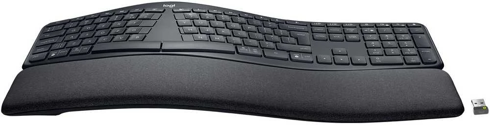 Logitech ERGO K860 SPLIT belaidė klaviatūra verslui, grafito spalvos, JAV tarptautinis išdėstymas (Qwerty)