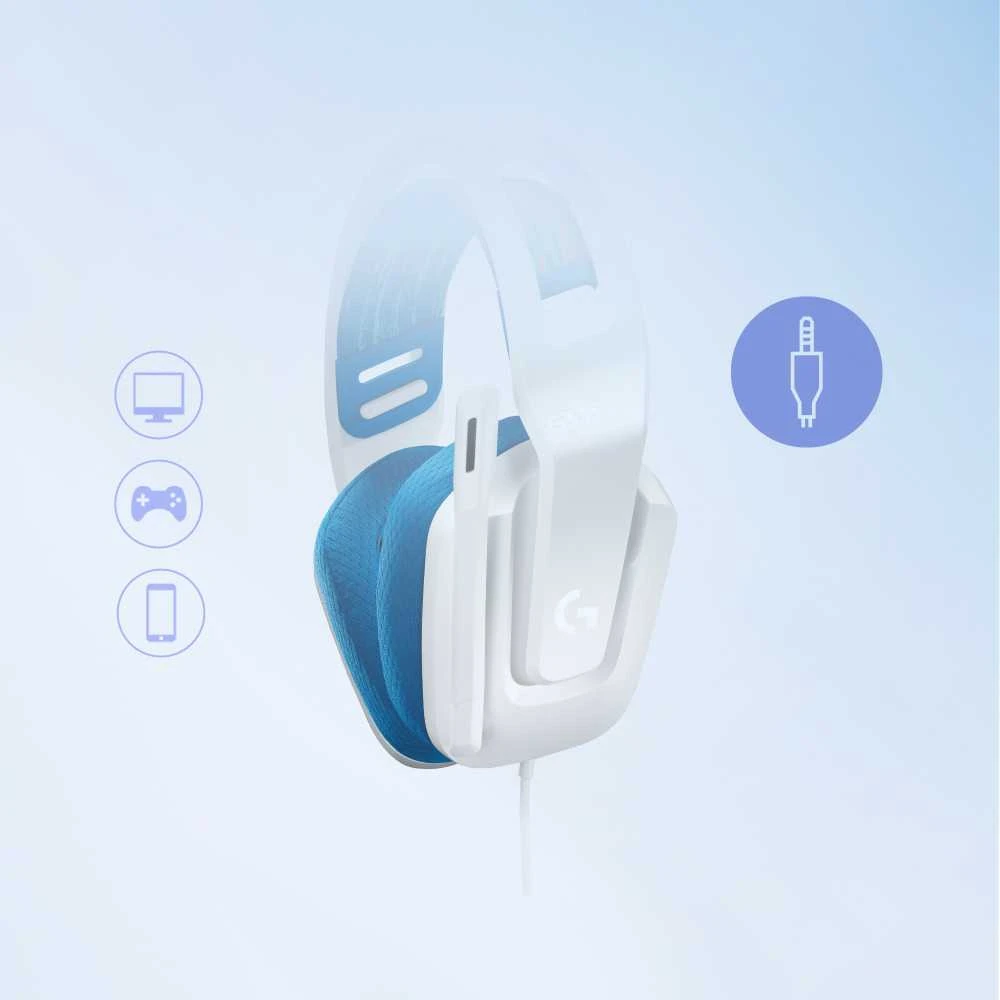 Laidinės žaidimų ausinės Logitech G335, baltos spalvos