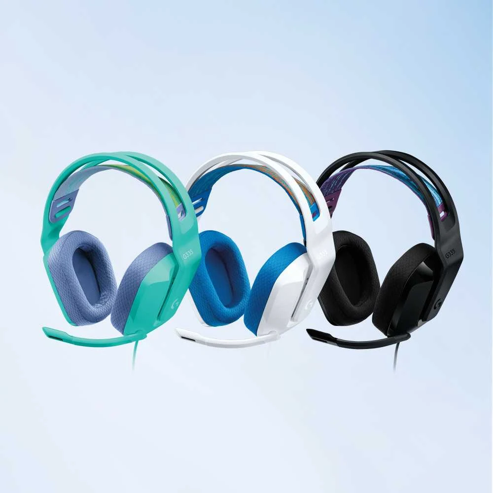Laidinės žaidimų ausinės Logitech G335, baltos spalvos