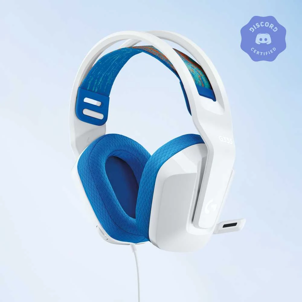 Laidinės žaidimų ausinės Logitech G335, baltos spalvos