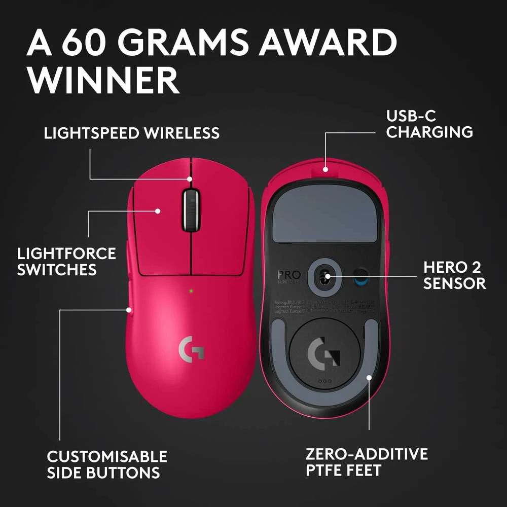 Žaidimų pelė Logitech G Pro X Superlight 2, rožinė