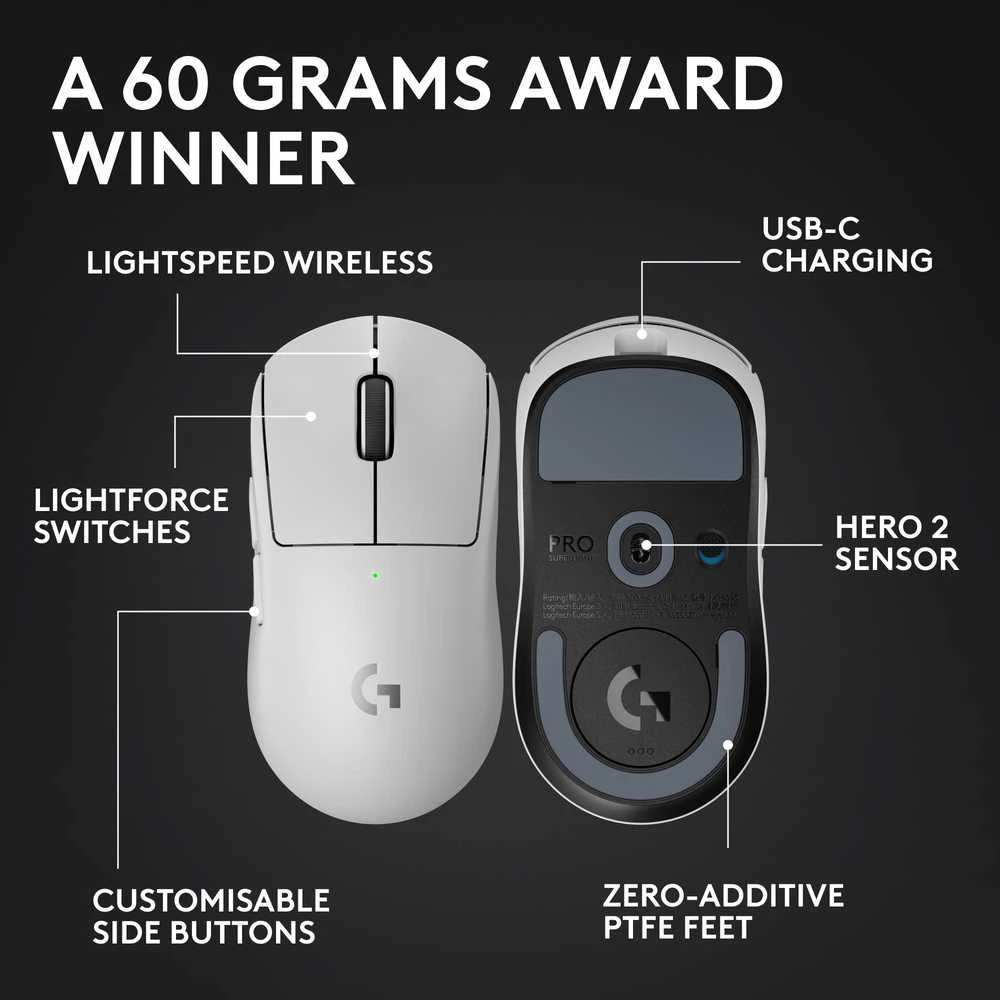 Pelė Logitech G Pro X 2 Superlight, Balta