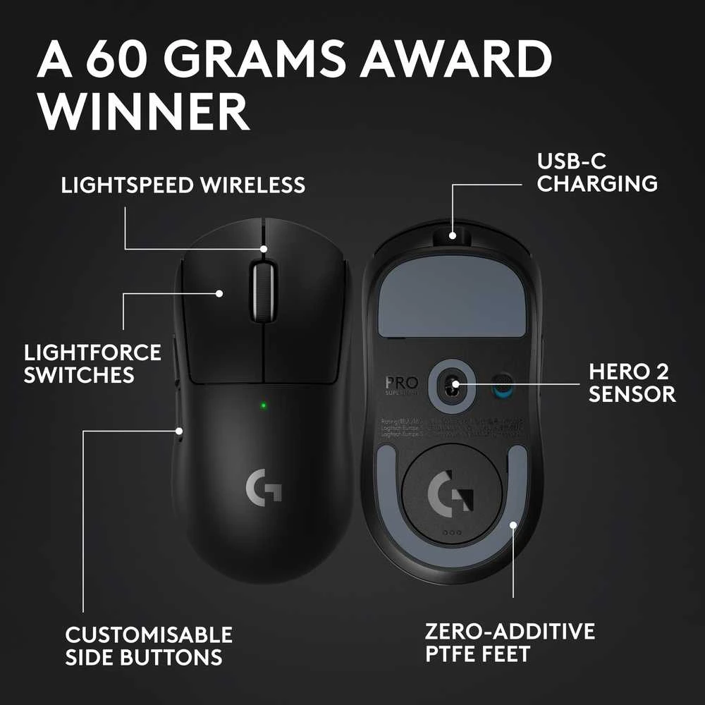 Žaidimų pelė Logitech G Pro X Superlight 2, juoda