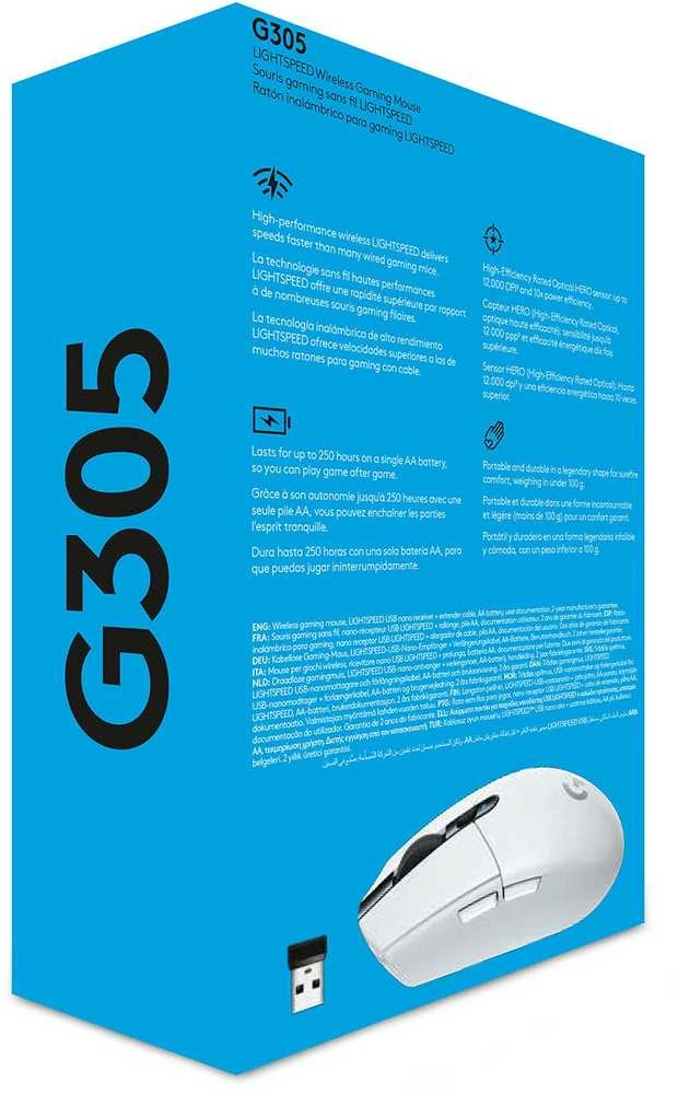 Belaidė žaidimų pelė Logitech G305 Hero, Lightspeed, Balta