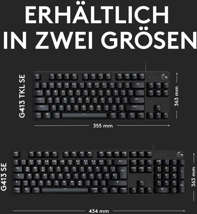 Klaviatūra Logitech G413 TKL SE - Juodas - CH - - CENTRAL