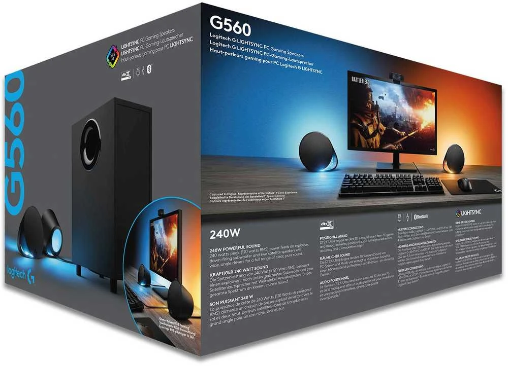 Kompiuterio kolonėlės Logitech G560 2.1 kanalai 120 W Juoda