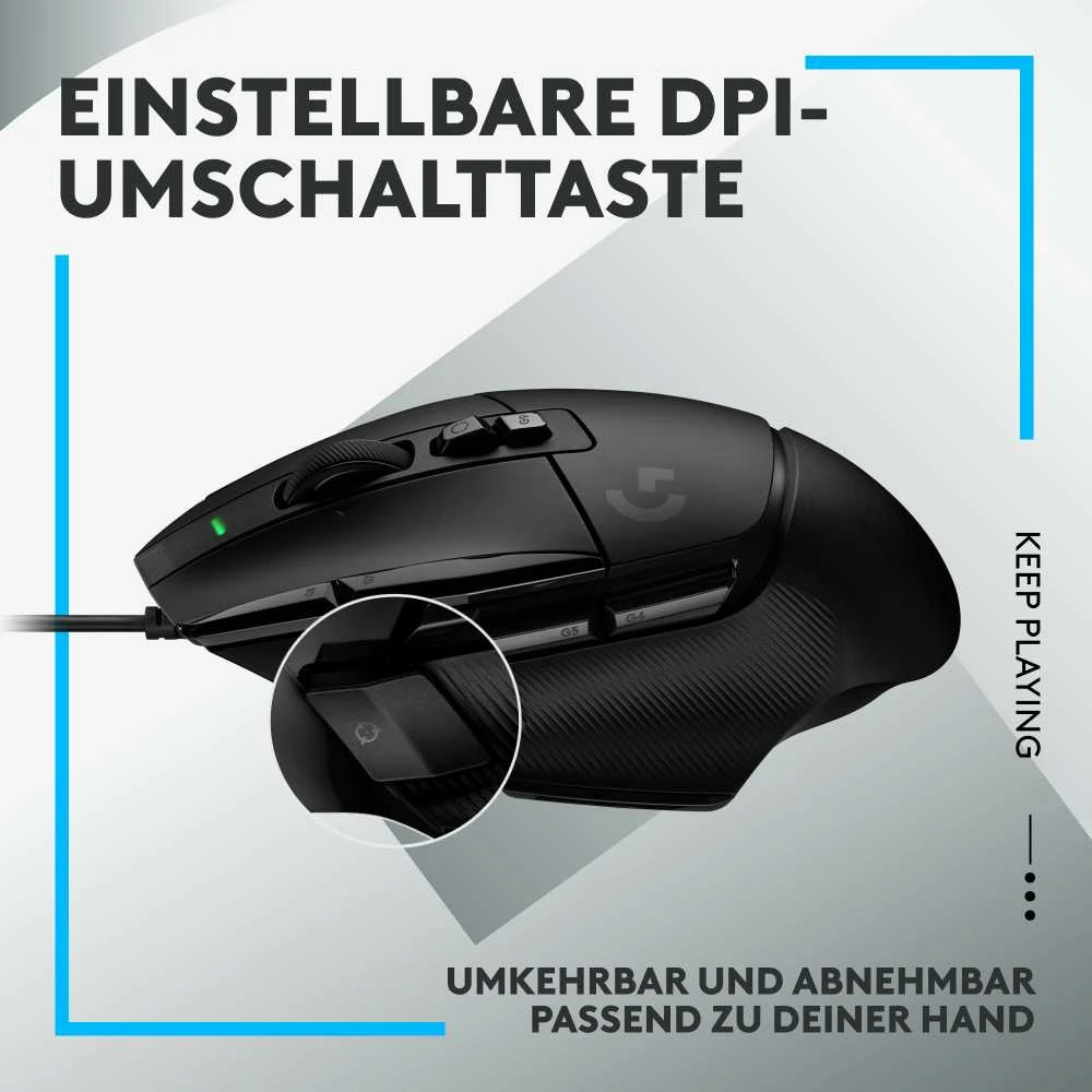 Žaidimų pelė su laidu Logitech G502 X, Juodos spalvos