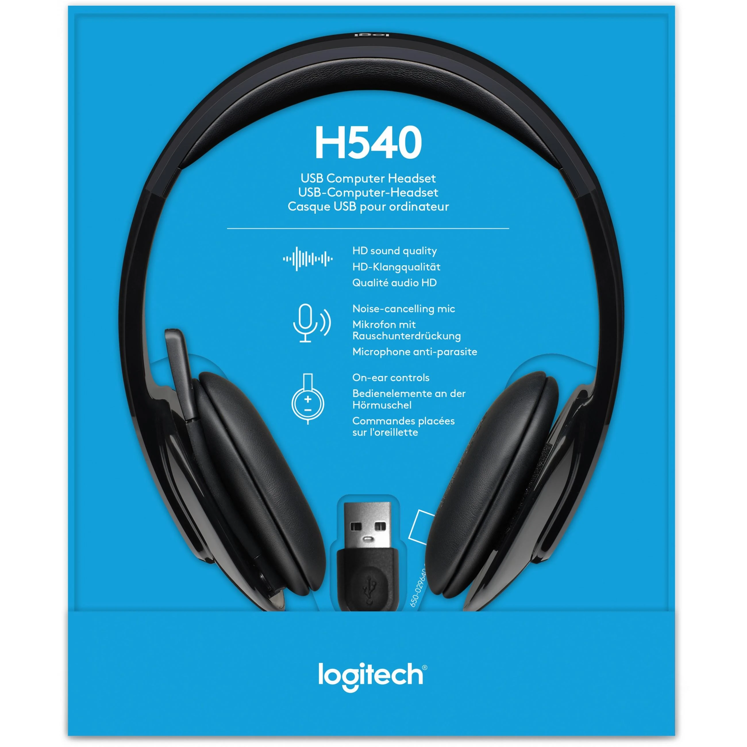 Universalios Ausinės Logitech H540 su USB jungtimi ir triukšmą slopinančiu mikrofonu