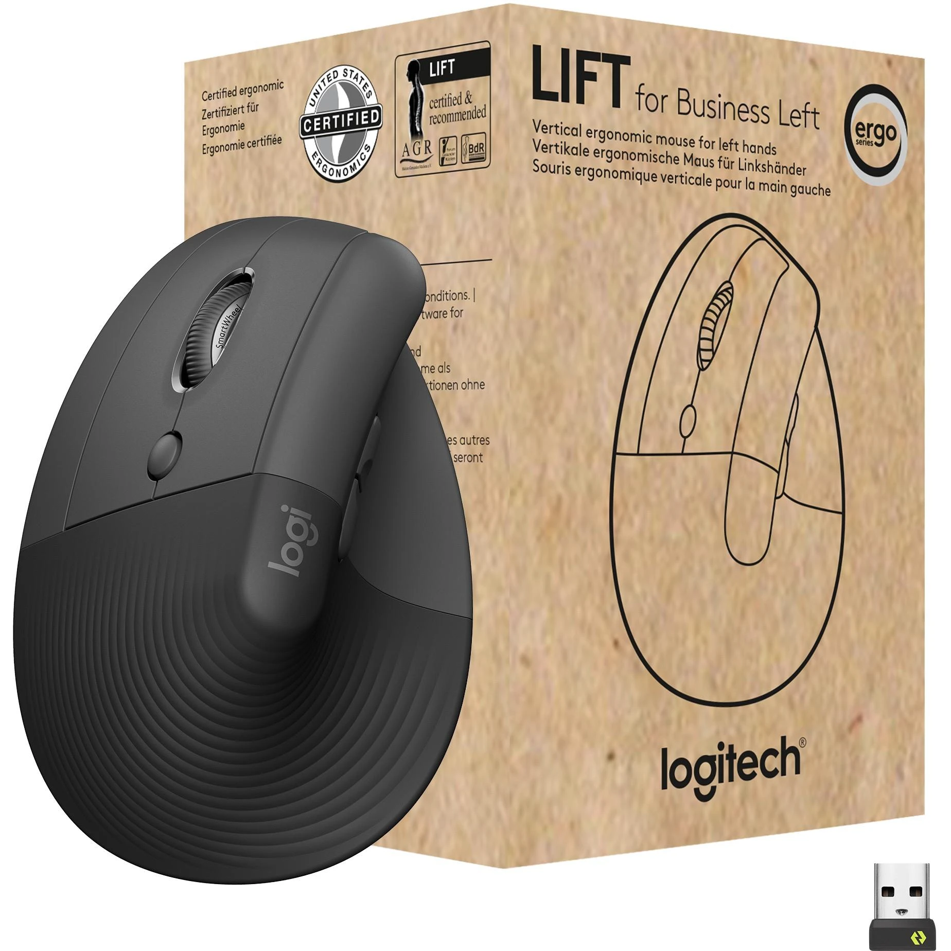 Pelė LOGITECH LIFT verslui LEFT - GRAPHITE / Juodas - EMEA