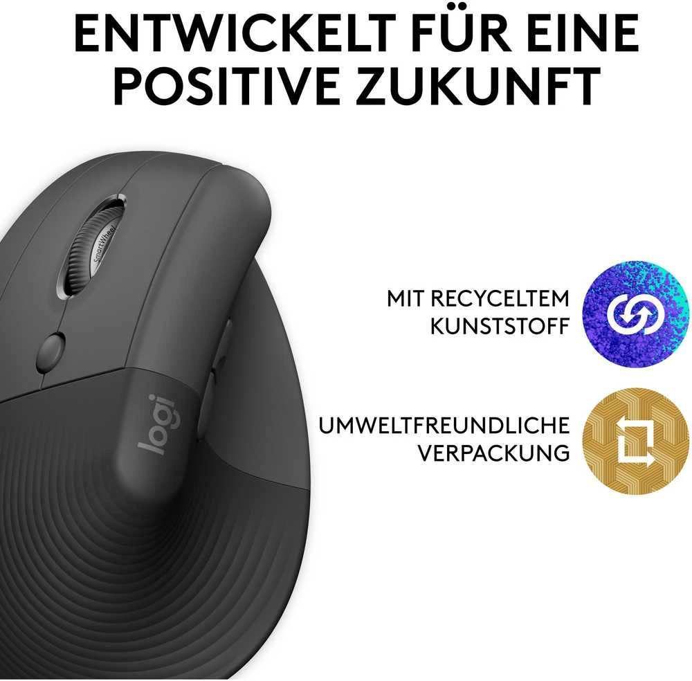 Kompiuterinė pelė Logitech Lift Left, Grafito spalvos