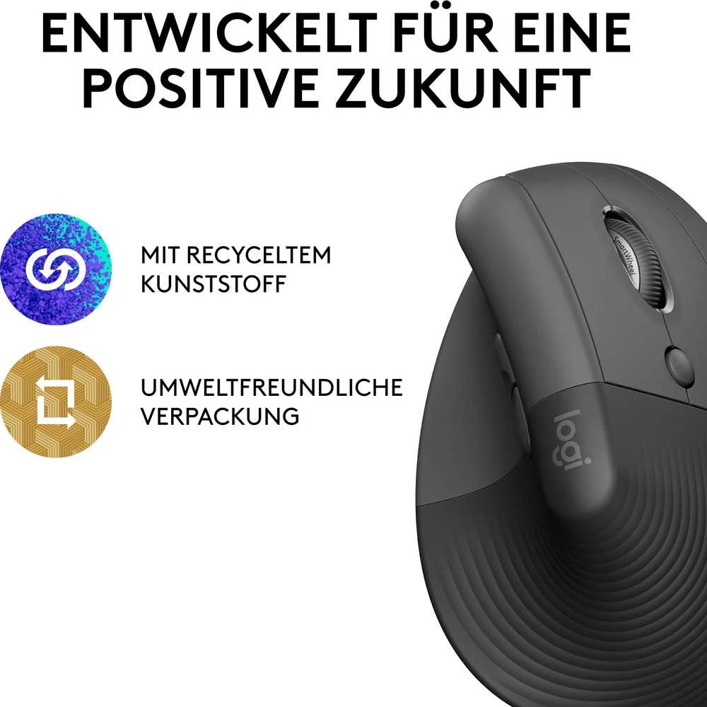 Belaidė pelė Logitech Lift, Grafito spalvos
