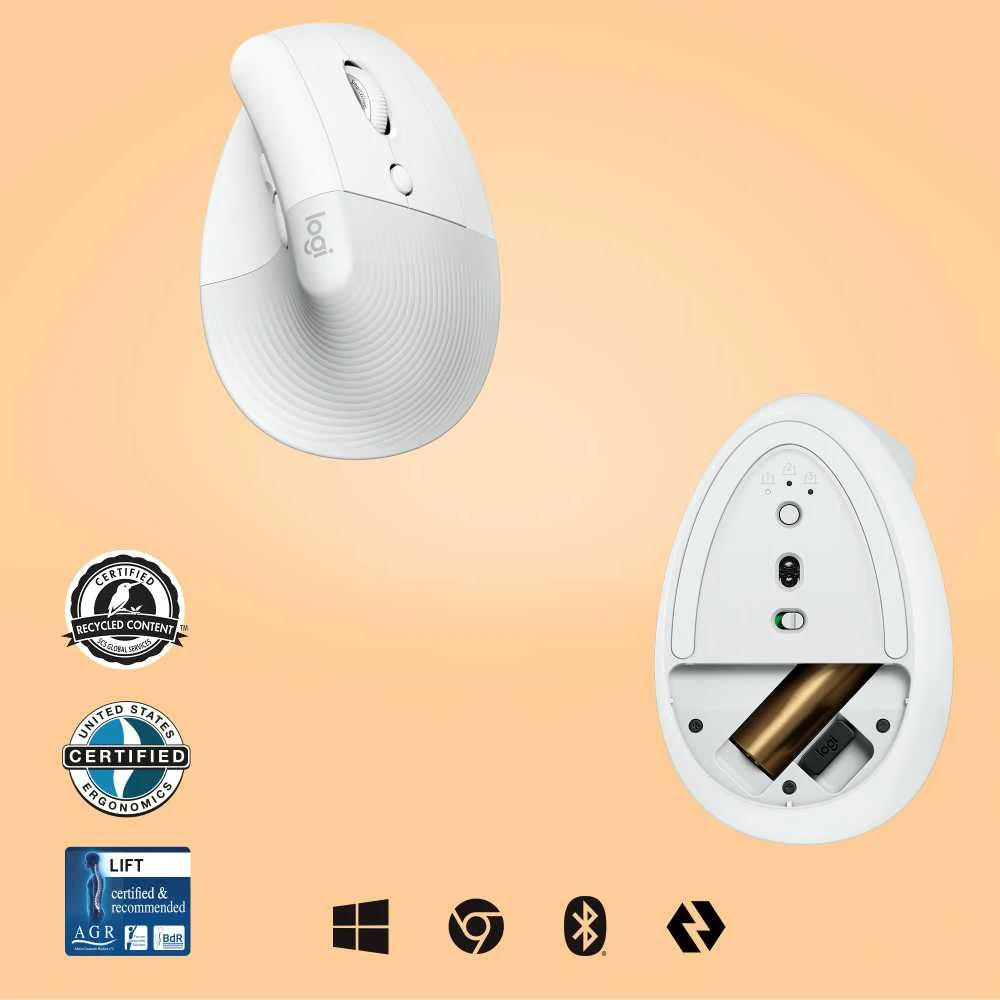 Pelė Logitech Lift, Baltos spalvos