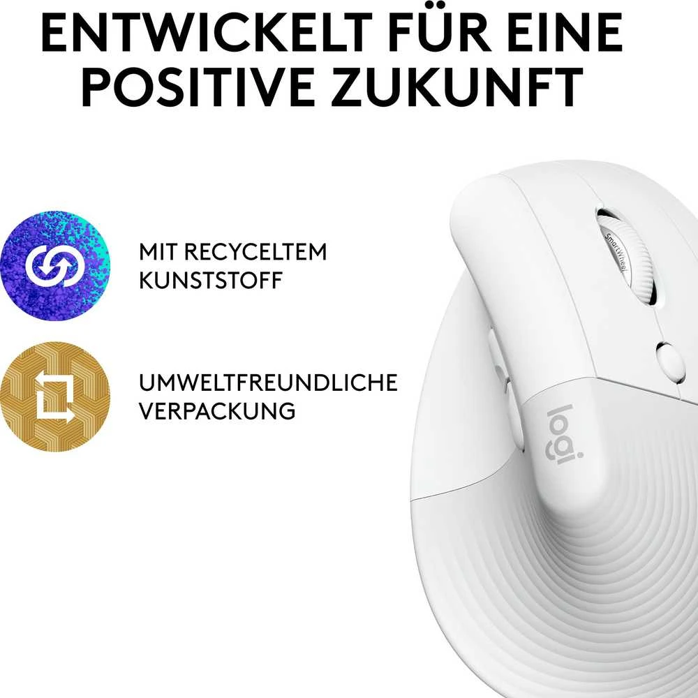 Pelė Logitech Lift, Baltos spalvos