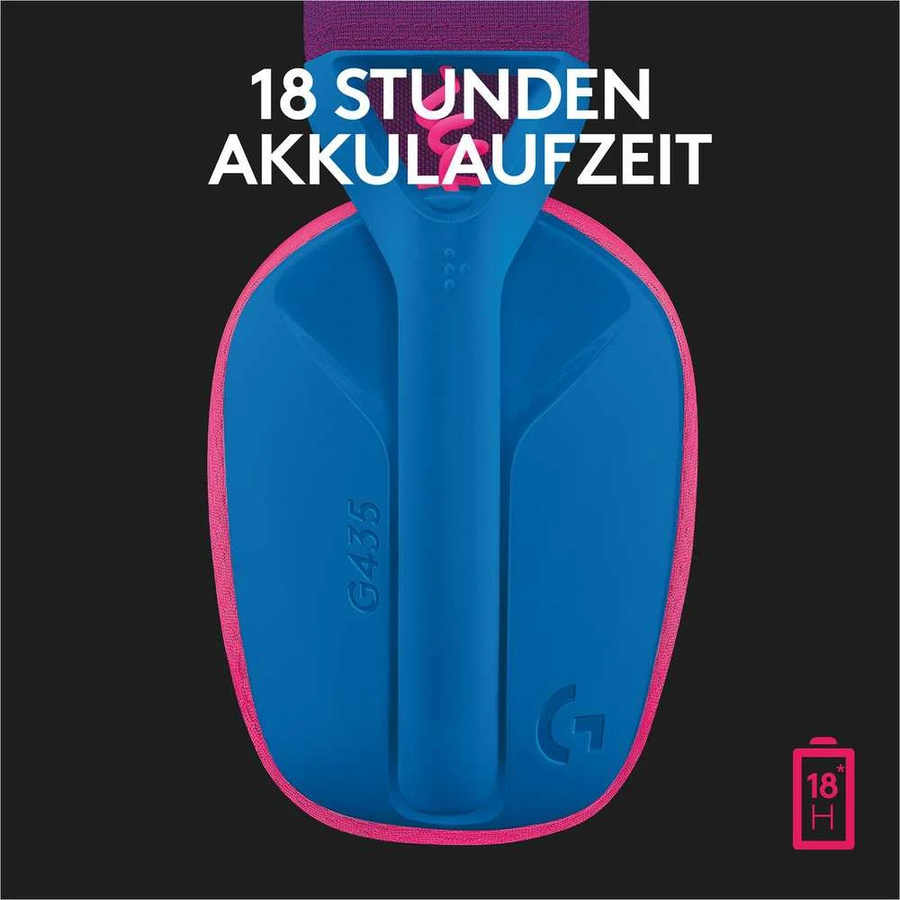 Žaidimų ausinės Logitech G435 Lightspeed, mėlynos/rožinės spalvos