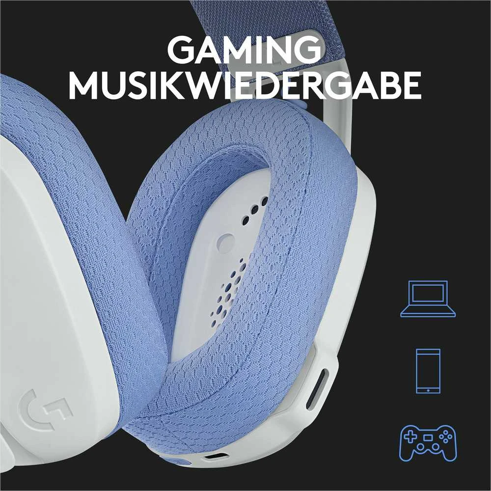 Žaidimų ausinės Logitech G435 Lightspeed, baltos/alyvų spalvos