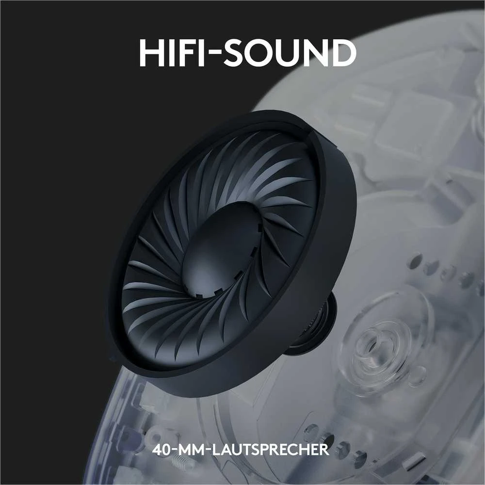 Žaidimų ausinės Logitech G435 Lightspeed, baltos/alyvų spalvos