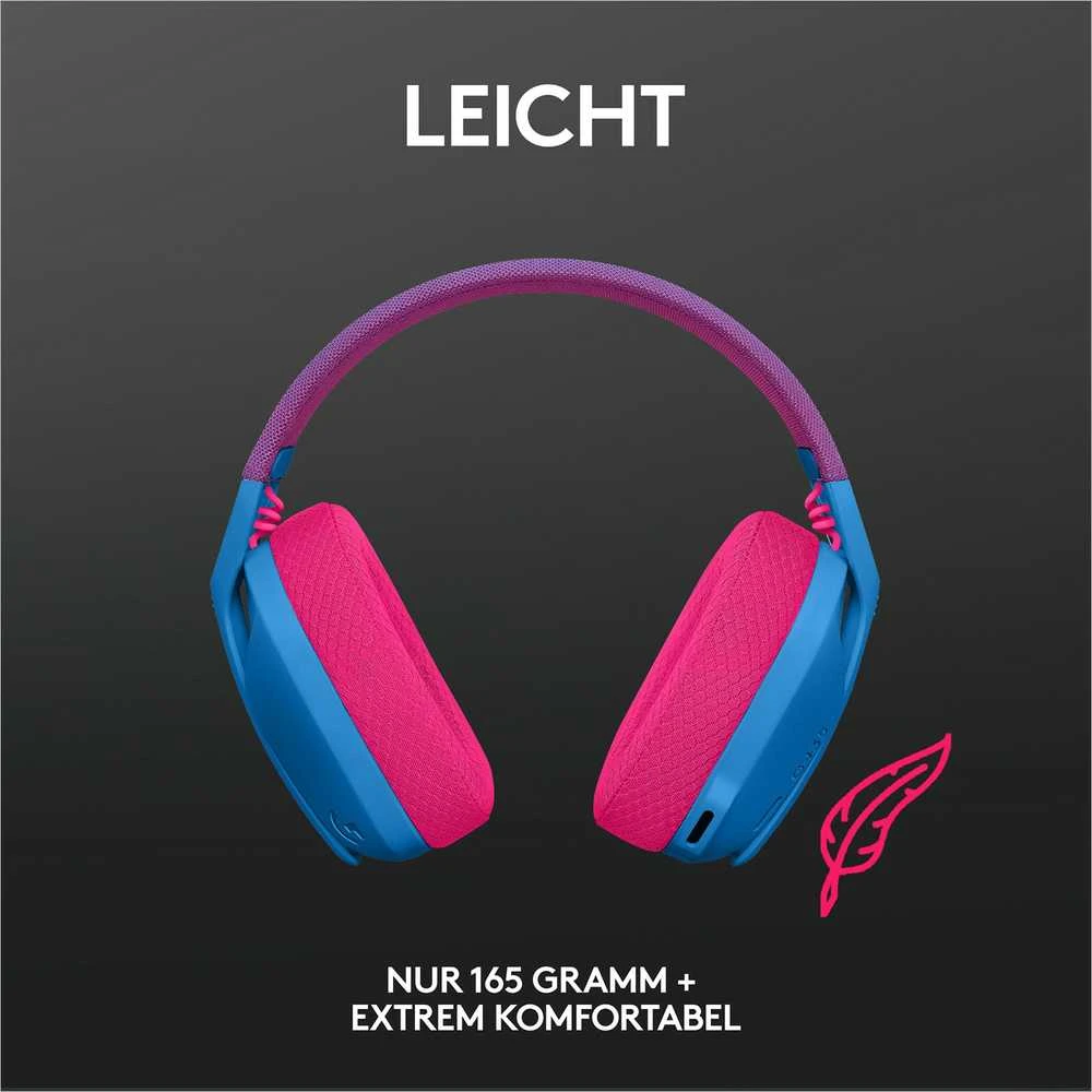 Žaidimų ausinės Logitech G435 Lightspeed, mėlynos/rožinės spalvos