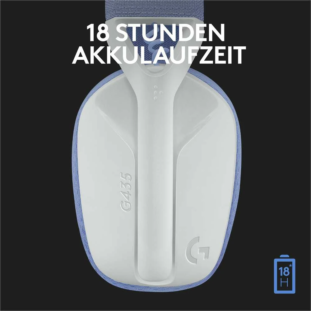 Žaidimų ausinės Logitech G435 Lightspeed, baltos/alyvų spalvos