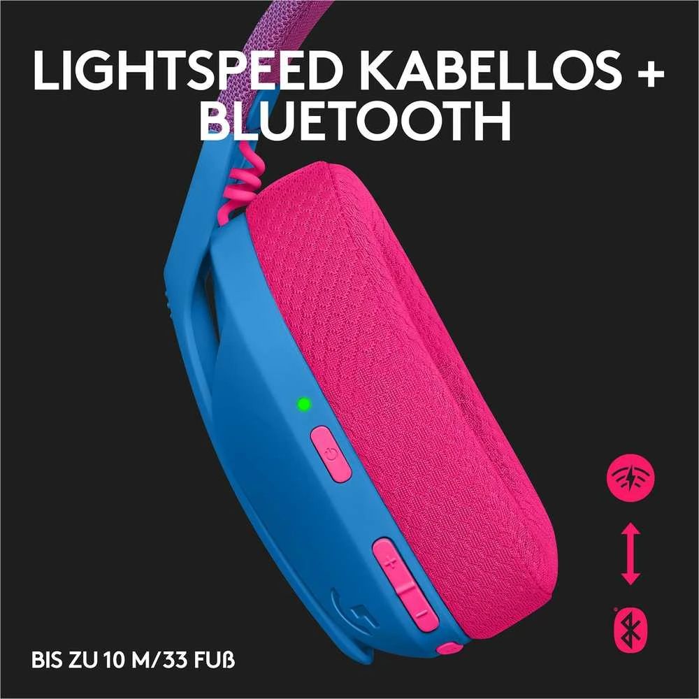 Žaidimų ausinės Logitech G435 Lightspeed, mėlynos/rožinės spalvos