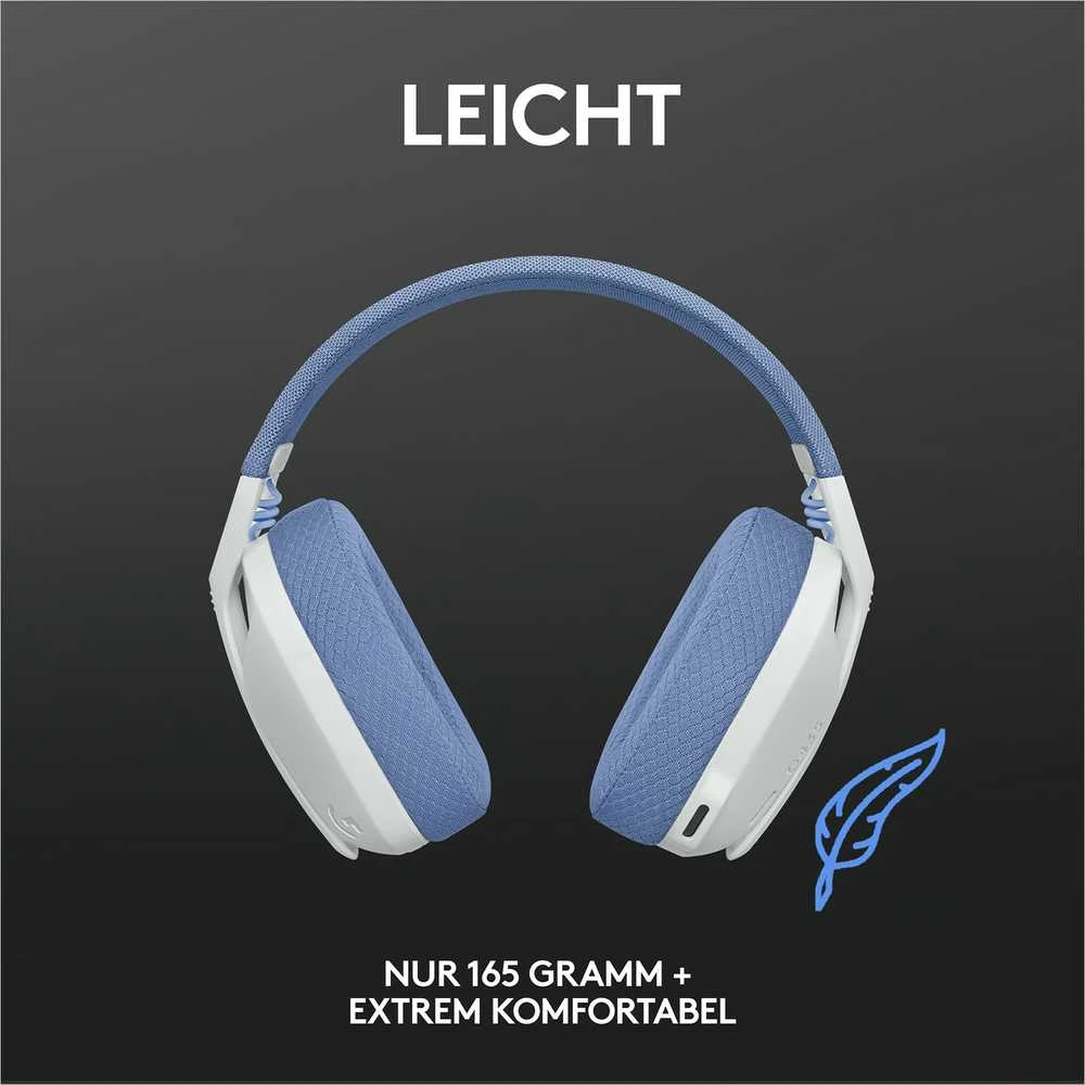 Žaidimų ausinės Logitech G435 Lightspeed, baltos/alyvų spalvos