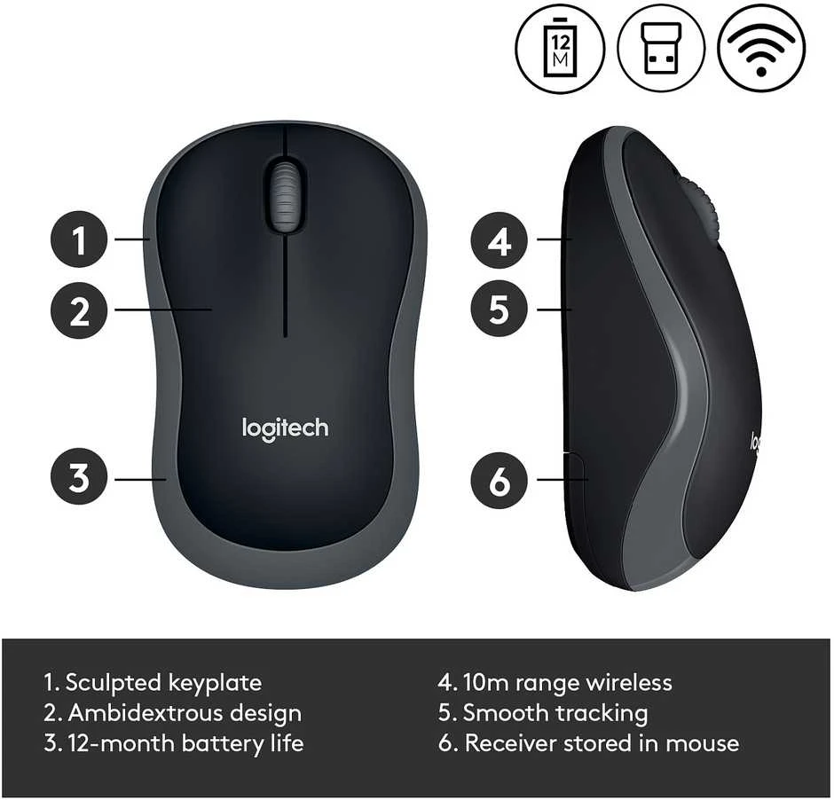 Pelė Logitech M185 pilka (910-002238)