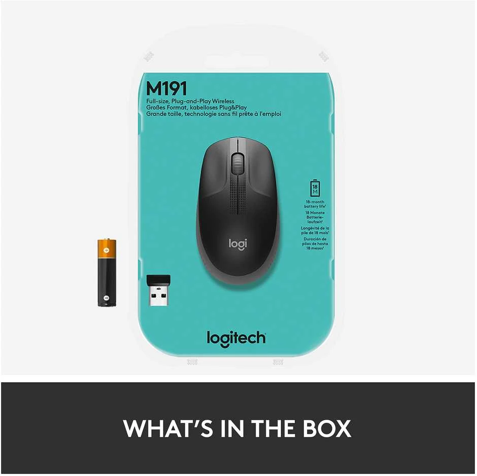Belaidė pelė Logitech M190, juodos spalvos