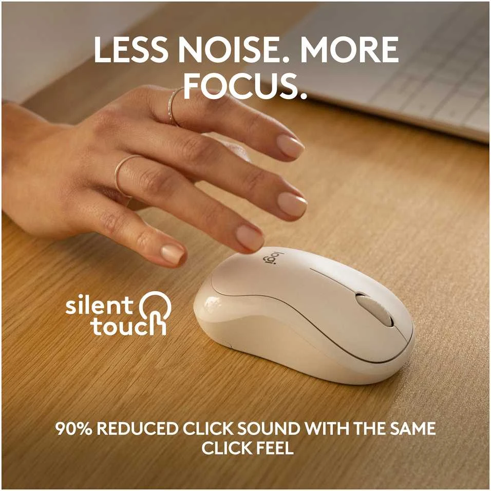 Belaidė pelė Logitech M240 Silent Bluetooth Mouse, baltos spalvos