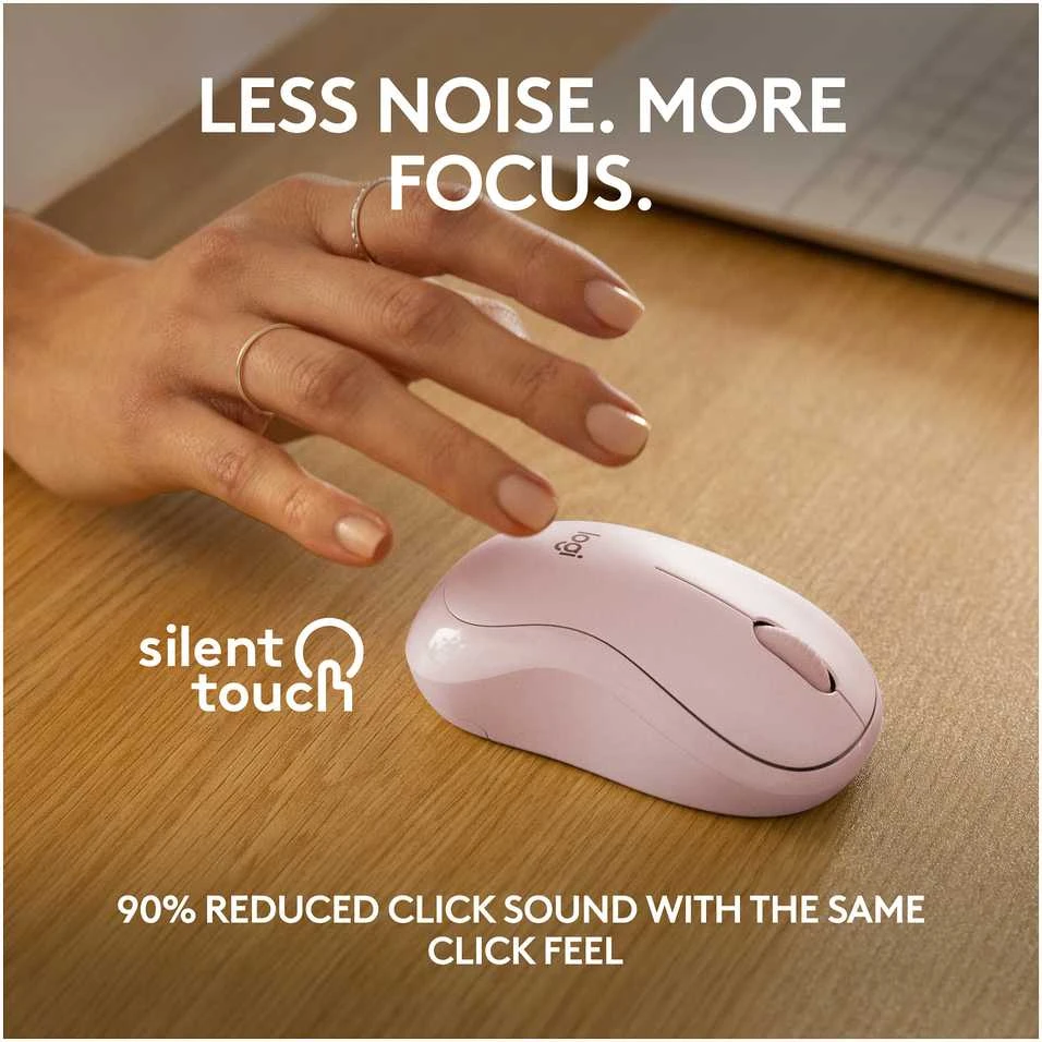 Belaidė pelė Logitech M240 Silent Bluetooth Mouse, rožinės spalvos