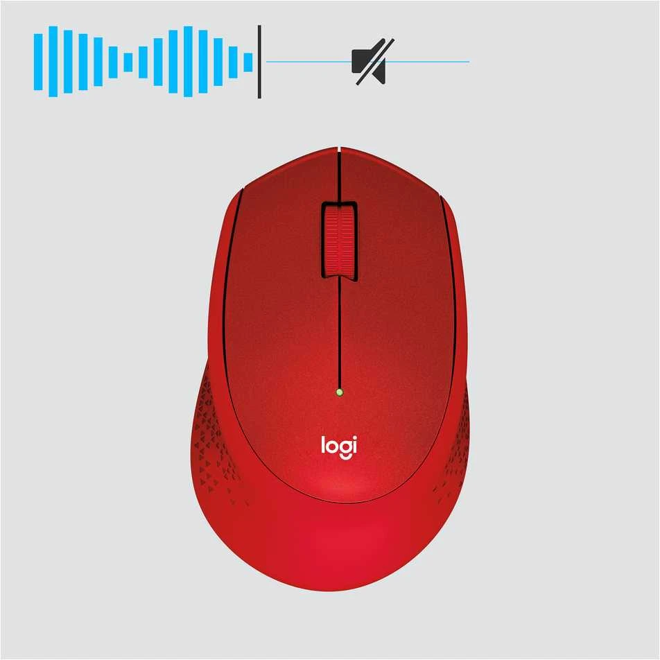 Belaidė pelė Logitech M330 Silent Plus, raudona