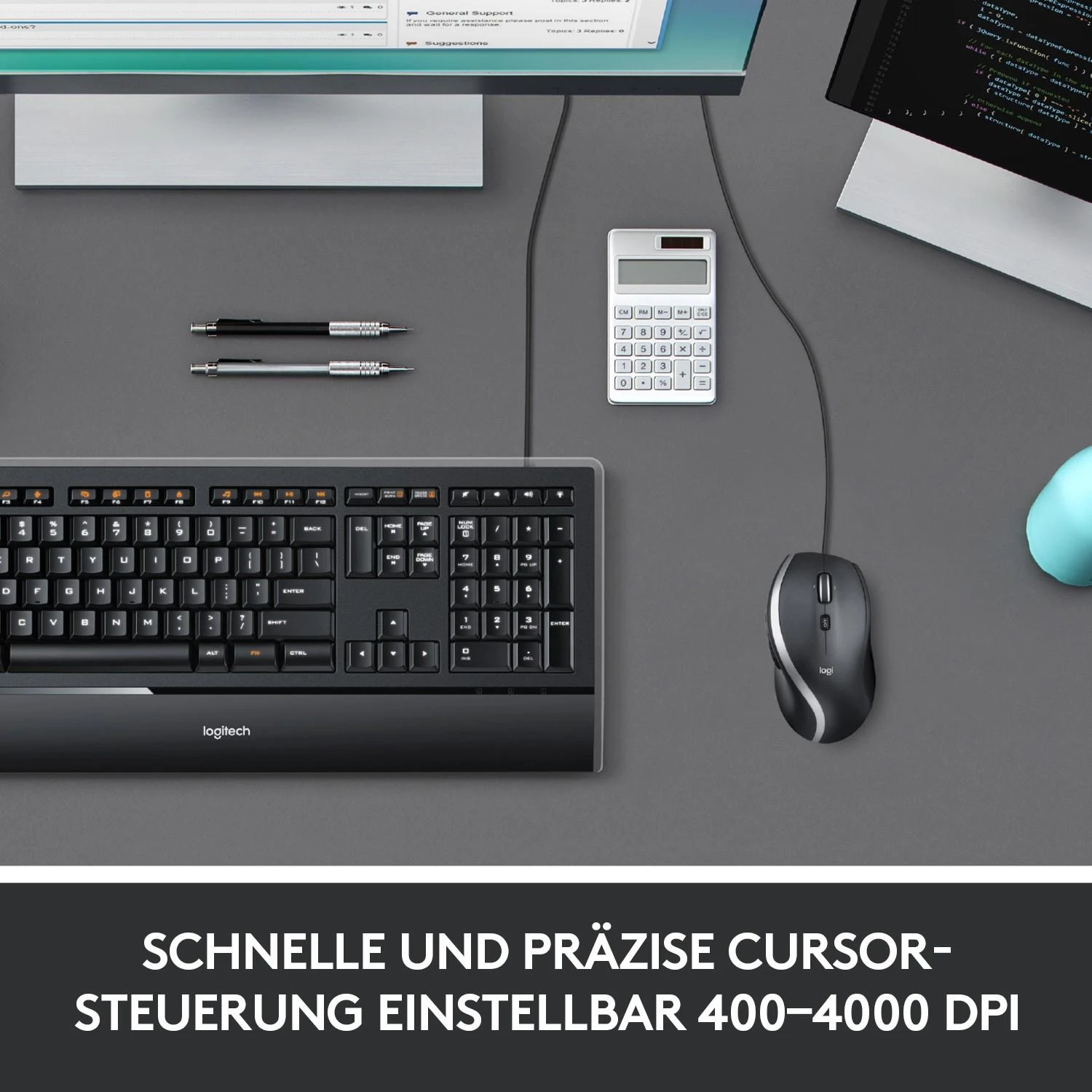 Logitech M500 Advanced Laidinė pelė, USB Type-A, Optinė, 4000 DPI, Juoda