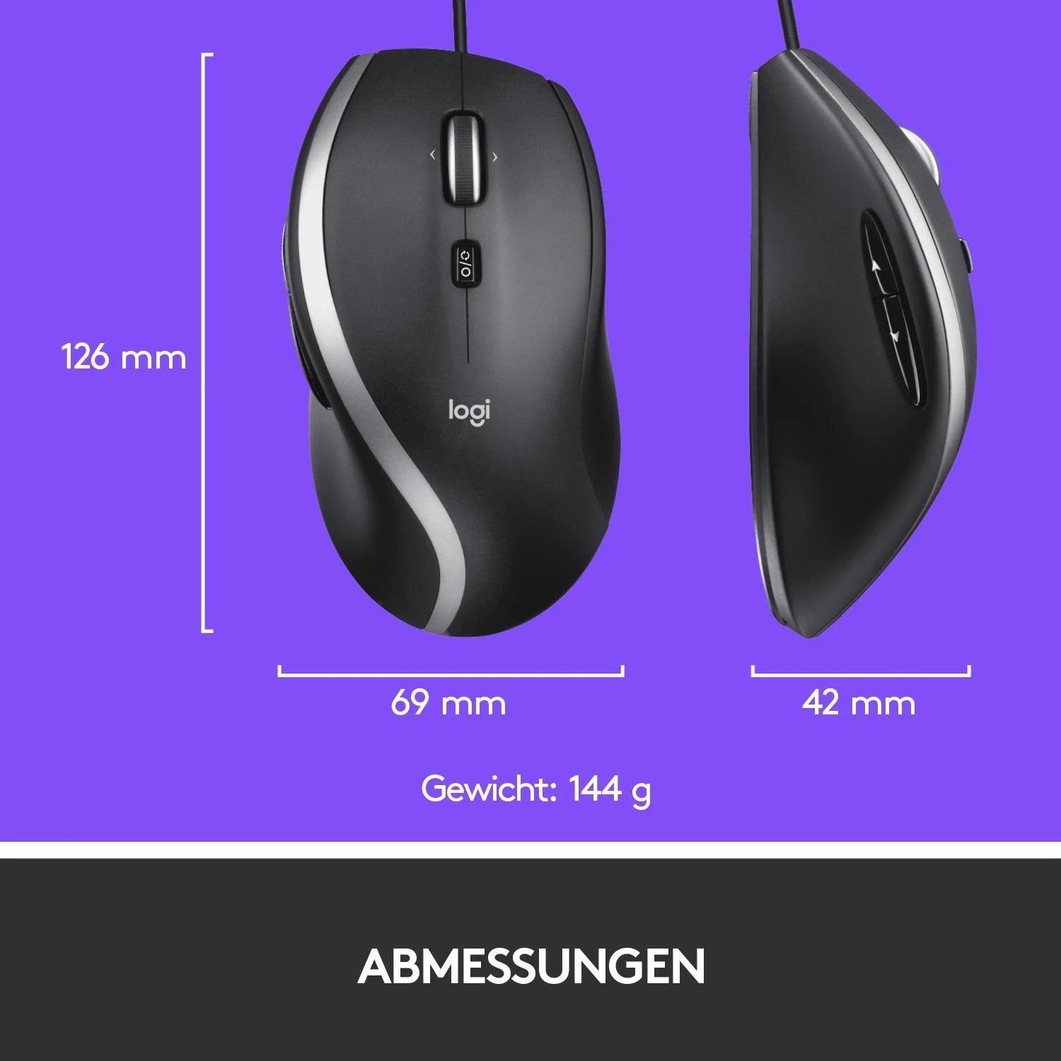 Logitech M500 Advanced Laidinė pelė, USB Type-A, Optinė, 4000 DPI, Juoda