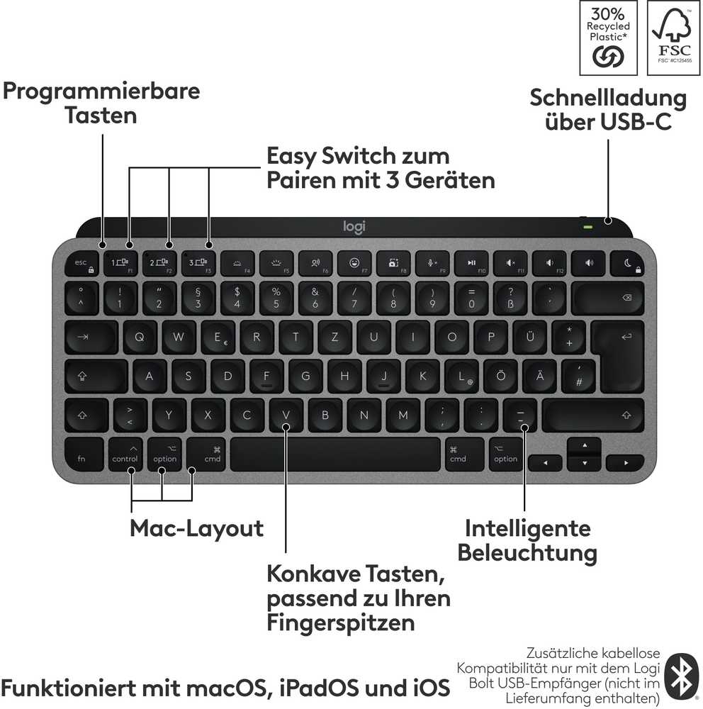 Klaviatūra Logitech MX Keys Mini (920-012645)